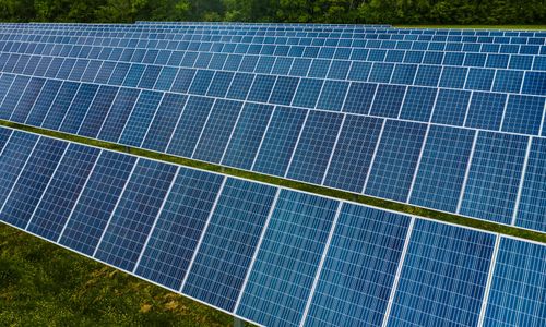 Green energy solar panels installation project site