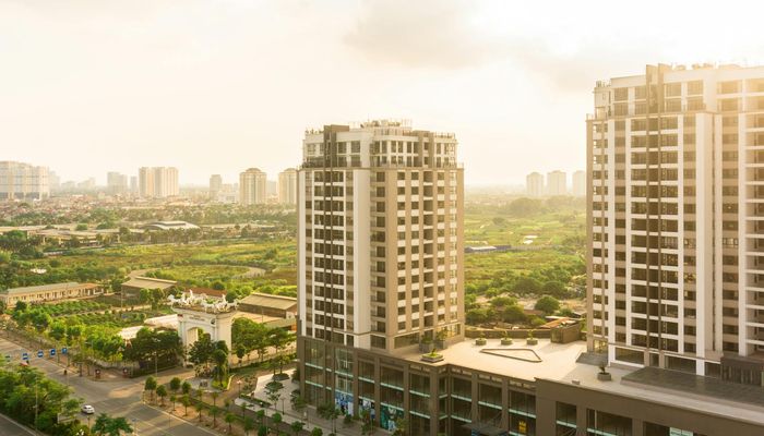 Modern commercial real estate development project exterior view